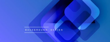 Soyut mavi tasarım üst üste binen kareler, gradyanlar. Metin arka plan tasarımı okur. Modern, temiz estetik.