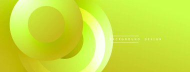 Soyut sarı tasarım, üst üste binen daireler oluşturarak dinamik görsel efekt yaratır. Gradyan gölgeler derinliği arttırır, modern estetik.