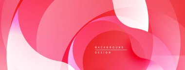 Soyut kırmızı arkaplan. Üst üste binen şekiller dinamik görsel efekt yaratır. Yumuşak eğimler, modern tasarım elementleri mevcut.