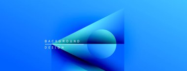 Soyut mavi tasarım geometrik şekiller, gradyanlar, metin okuma arkaplan tasarımı içerir. Modern estetik, canlı renkler, basit kompozisyon.