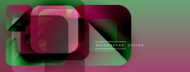 Soyut geometrik şekiller çakışıyor. Yeşil, pembe, kestane rengi modern tasarım yaratır. Metin elemanı mevcut olan minimalist biçim.