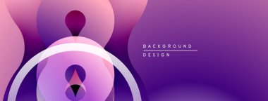 Soyut mor dizayn, üst üste binen şekiller, gradyanlar. Modern estetik, arka planlar ve sunumlar için uygun. Yumuşak geçişler görünür.