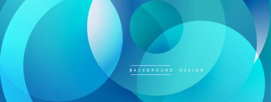 Soyut mavi daireler çakışıyor ve dinamik bir değişim etkisi yaratıyor. Modern tasarım arka planlar, pankartlar, sunumlar için uygun.