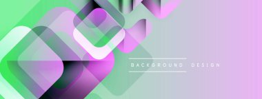 Soyut geometrik katmanlar canlı gradyan arkaplan oluşturur. Yumuşak renkler modern tasarım elementlerini oluşturur. Minimalist estetik.