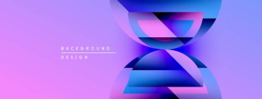Soyut tasarım katmanlı şekiller, canlı mor, mavi gradyanlar. Modern estetik, arka planlar ve sunumlar için uygun. Yumuşak geçişler dinamik görsel etki yaratır.