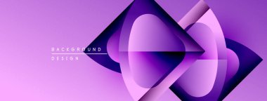 Soyut mor tasarım katmanlı geometrik şekiller içerir. Pürüzsüz gradyanlar dinamik görsel efekt yaratır. Minimalist tarz, modern estetik.