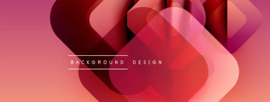 Soyut geometrik şekiller örtüşür, canlı pembe gradyan arkaplan oluşturur. Modern tasarım elementleri akıcılık ve dinamizmi önerir.