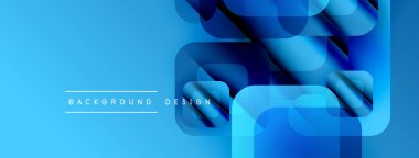 Parlak mavi soyut tasarım. Üst üste binen kareler dinamik görsel efekt yaratır. Dijital projeler için modern arkaplan.