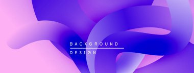 Soyut sıvı şekiller, canlı mor renkler pembeye karışıyor. Modern tasarım hareketi, enerjiyi, görsel cazibeyi çağrıştırıyor.