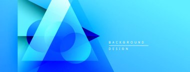 Soyut mavi geometrik şekiller dinamik arkaplan oluşturur. Gradyan etkisi derinlik ve modern hissi arttırır. Mevcut en küçük metin.