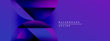 Soyut mor tasarım. Üst üste binen şekiller dinamik görsel efekt yaratır. Sunumlar ve web siteleri için modern arkaplan uygun.