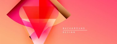 Soyut geometrik şekiller örtüşür, canlı gradyanlar yaratır. Sıcak renkler tasarıma hükmediyor, enerjiyi ve modernliği akla getiriyor. Arkaplanda metin ögeleri.