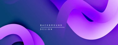 Soyut sıvı şekiller, mor renkler, eğim arkaplanı. Dijital projeler için modern tasarım öğesi. Düz eğriler dinamik bileşim oluşturur.