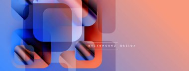 Soyut geometrik şekiller, canlı renklerin karışımı. Gradyan arka plan modern görsel efekt yaratır. Yumuşak geçişler, dinamik kompozisyon.