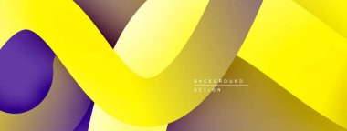 Soyut sarı, mor katmanlar dinamik akış şekilleri yaratır. Modern tasarım, gradyan renkler, pürüzsüz geçişler görsel uyumu sunar.