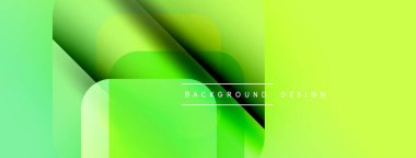 Soyut canlı yeşil arka plan. Üst üste binen şekiller dinamik görsel efekt yaratır. Modern tasarım elementleri pürüzsüz eğimler sunar.