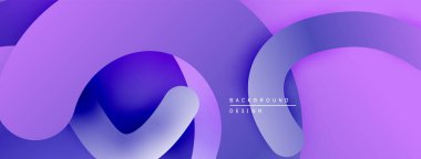 Soyut mor tasarım akıcı kurdeleler, gradyanlar içerir. Modern arka plan akıcılığı ve sakinliği çağrıştırıyor. Minimalist estetik.