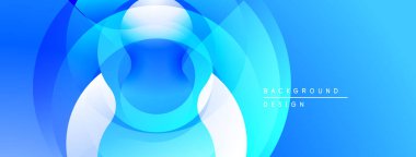Soyut mavi tasarım, üst üste binen daireler oluşturarak dinamik görsel efekt yaratır. Pürüzsüz gradyanlar modern estetiği geliştirir.