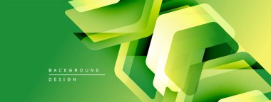 Soyut geometrik şekiller örtüşür, canlı yeşil gradyan etkisi yaratır. Arkaplan ve sunumlar için uygun modern tasarım.