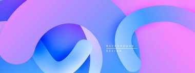 Soyut sıvı şekilleri pembe, mor ve mavi renkleri harmanlıyor. Yumuşak eğimler dinamik ve modern görsel efektler yaratır. Arkaplan tasarımı ögesi.