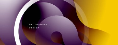 Soyut akışkan şekiller, mor, altın rengi. Modern tasarım, pürüzsüz eğimler, dinamik kompozisyon. Minimalist arkaplan dokusu.