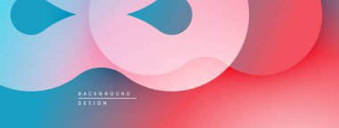 Soyut sıvı şekilleri, gradyanlar mavi, pembe, kırmızı karışımı. Arka planlar ve sunumlar için modern tasarım öğesi. Minimalist estetik.