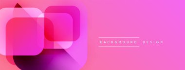 Soyut pembe tasarım özellikleri üst üste binen kareler, gradyanlar. Sancaklar ve arka planlar için modern estetik. Canlı, şık bir kompozisyon..