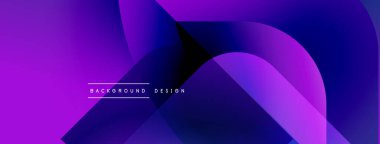 Soyut gradyan şekiller üst üste biniyor dinamik mor, mavi görsel yaratıyor. Metin arka plan tasarımı okur. Modern estetik, pürüzsüz geçişler sunar.