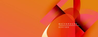 Soyut turuncu arka plan. Üst üste binen şekiller dinamik görsel efekt yaratır. Modern tasarım elementleri pürüzsüz eğimler sunar.