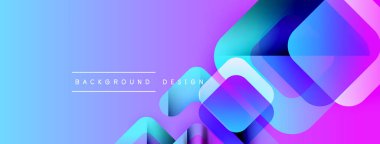 Soyut arkaplan özellikleri üst üste binen kareler, gradyanlar. Renkler maviden mora geçerek modern görsel efekt yaratır. Metin arkaplan tasarımı okur.