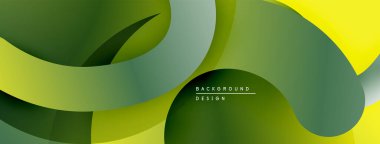 Soyut sıvı şekiller, canlı yeşiller, sarılar modern arka plan oluşturur. Yumuşak eğimler, dinamik bileşimler.
