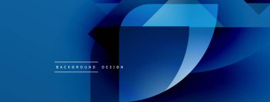 Soyut mavi arkaplan. Dinamik şekiller üst üste biniyor, modern tasarım yaratıyor. Yumuşak eğimler derinlik ve hareket olduğunu gösteriyor. Mevcut en küçük metin.