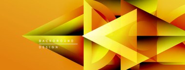 Soyut geometrik şekiller, canlı turuncu, sarı gradyanlar. Modern tasarım, dinamik kompozisyon, şık bir sunum. Arkaplan yapısı enerji ve hareket olduğunu gösteriyor..