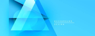 Soyut mavi şekiller dinamik bileşim oluşturur. Gradyan arka plan derinlik ekler, modern estetik. Mevcut en küçük metin.