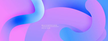 Soyut sıvı şekiller pembeleri, mavileri, morları harmanlıyor. Pürüzsüz gradyanlar dinamik, modern arka plan tasarımı yaratır. Minimalist estetik.
