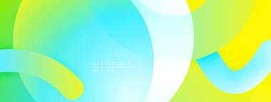Soyut sıvı şekiller, canlı renklerin karışımı. Yeşil, mavi, sarı gradyanlar modern tasarım yaratır. Yumuşak geçişler, dinamik kompozisyon.