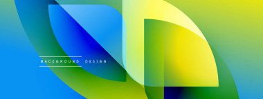 Soyut gradyanlar çakışıyor, dinamik görsel etki yaratıyor. Mavi, yeşil, sarı renkler kusursuz bir şekilde harmanlanır. Modern tasarım ögesi.