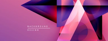 Soyut geometrik şekiller örtüşüyor, canlı pembe, mor renkler yaratıyor. Modern tasarım elementleri dinamik görsel deneyim önerir.