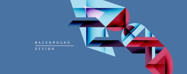 Soyut geometrik şekiller örtüşür, dinamik bileşim yaratır. Mavi, kırmızı, açık mavi renkler tasarımda baskın. Modern estetik, uygun arkaplan ögesi.