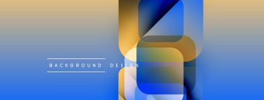 Soyut geometrik şekiller örtüşüyor, canlı renk eğimleri yaratıyor. Maviden sarıya geçişler. Modern tasarım elemanları.