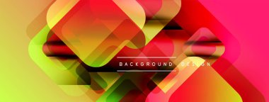 Soyut geometrik şekiller çakışıyor. Canlı renkler harmanlanarak, dinamik görsel efekt yaratır. Modern tasarım ögeleri pürüzsüz geçişler sunar.