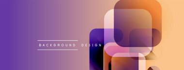 Soyut geometrik şekiller örtüşüyor, canlı mor, turuncu renkler yaratıyor. Arkaplan ve sunumlar için uygun modern tasarım.