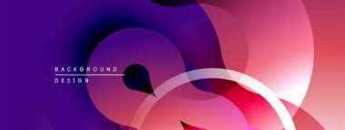 Soyut sıvı şekiller, canlı mor, pembe renkler. Üst üste binen katmanlar dinamik görsel efekt yaratır. Modern tasarım ögesi.