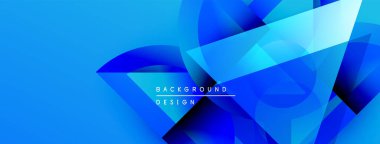 Soyut mavi tasarım geometrik şekiller, gradyanlar içerir. Dijital projeler ve sunumlar için modern arkaplan uygun. Canlı renkler dinamik görsel efekt yaratır.