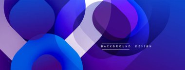 Soyut sıvı şekilleri örtüşür, parlak mor ve mavi renkler yaratır. Modern tasarım teknoloji, yenilik, dinamik hareket öneriyor.