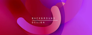 Soyut sıvı şekilleri örtüşür, canlı morlar ve mor renkler yaratır. Metin, kompozisyon içerisindeki arkaplan tasarımını okur.