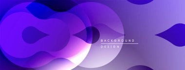 Soyut mor arkaplan. Üst üste binen daireler dinamik görsel efekt yaratır. Modern tasarım, düz gradyanlar, canlı renkler.