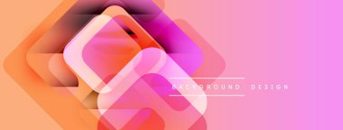 Soyut geometrik katmanlar canlı pembe, turuncu gradyan oluşturur. Dijital projeler için modern tasarım ögesi, arkaplanlar.