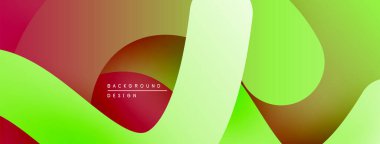 Soyut renkli şekiller çakışıyor. Gradyan renkler dinamik görsel efekt yaratır. Arkaplan ve sunumlar için modern tasarım.