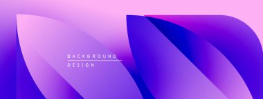 Soyut gradyan şekiller çakışıyor. Mor, pembe renkler tasarımda baskın. Modern estetik, arka planlar ve sunumlar için uygun..